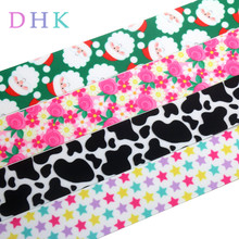 DHK 1.5'' 50yards Cow Star Flower Christmas Printed Grosgrain Ribbon Accessory Material  Headwear Decoration Wholesale 38mm S920 2024 - buy cheap