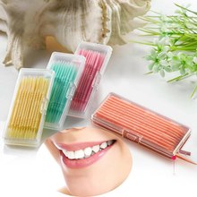 Palillos de dientes de doble cabezal para el cuidado bucal, hilo Dental Interdental, 40 unids/caja 2024 - compra barato