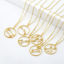 SRCOI Dainty Cryatal Gold Color Zodiac Necklace Minimalist Zodiac Outline Layering Constellation Necklace For Women Star Jewelry 2024 - buy cheap
