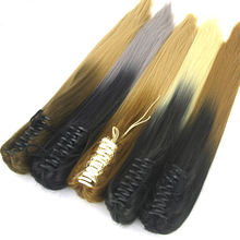 Soowee 60 см длинные прямые шиньоны, черные и светлые волосы на клипсе для наращивания, синтетические волосы, коготь, хвостик, маленький конский хвост 2024 - купить недорого