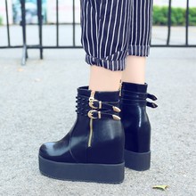 PXELENA 2018 Autumn Punk Rock Gothic Boots Women Shoes Thick Platform Hidden High Heels Rivet Buckle Creepers Ankle Boots 34-43 2024 - buy cheap