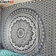 Cilected Exclusive Black And White Ombre Tapestry Indian Mandala Tapestry Wall Hanging Hippie Wall Art Bohemian Bedspread 2024 - buy cheap