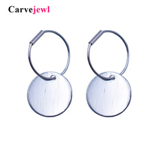 Висячие серьги Carvejewl, круглые серьги-подвески с матовым диском, висячие серьги для женщин, ювелирные изделия, подарок для девушек, простые корейские серьги, оптовая продажа 2024 - купить недорого