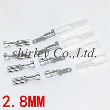 Free shipping 2.8 mm with transparent sheath inserted spring 2.8mm Female connector terminal Faston with insulator for wire 2024 - buy cheap