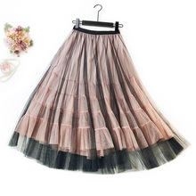 2019 Spring New Arrival European Style Perspective Long Fairy Black Skirt Large Pendulum Tulle Skirt Ball Gown Free Shipping 2024 - buy cheap