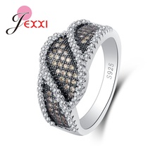 Pequeno anel de prata esterlina 925 brilhante padrão bonito de zircônia cúbica marrom joias de alta qualidade estilosas para festa 2024 - compre barato