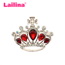 20pcs/lot Crown brooch with red crystal brooch rhinestone crown brooch pin 2024 - buy cheap