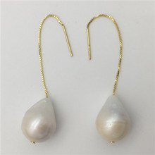 NEW Natural freshwater pearl white irregular shaped baroque about 12 x16mm  Tibetan  silver earrings 2024 - buy cheap