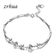 ZRHUA-pulsera de plata de ley 925 con zirconia cúbica, joyería femenina con zirconia, cristal transparente, regalo de alta calidad para compromiso 2024 - compra barato