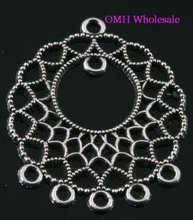 OMH wholesale Free ship 35pcs Tibetan silver pendants earring connectors findings Drop Earrings 34X28MM EH377 2024 - buy cheap