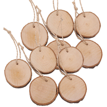 30pcs/lot New Unfinished Predrilled Wood Slices Round Log Discs With Hemp Rope DIY Craft Wooden Pieces 2024 - buy cheap