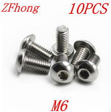 10pcs ISO7380 M6*10/12/16/20/25/30/35/40/45/50 A2 Stainless Steel Hex socket Button Head Screw Screws 2024 - buy cheap