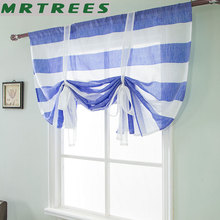 MRTREES Striped Short Curtains Tulle for Kitchen Bedroom for Living Room Window Finished Curtain for Short Curtains for kids 2024 - buy cheap