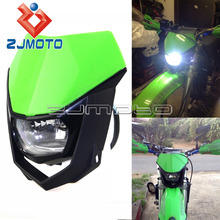 Universal verde bicicleta da sujeira dupla esporte farol carenagem motocross enduro h4 35 w farol para kawasaki kx klx klr 2024 - compre barato