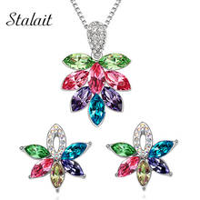 2017 New Chock Summer Fashion Wedding Women Wholesales Color Austrian Crystal Pendant Necklace Earrings Jewelry Set 2024 - buy cheap