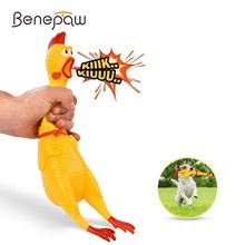 Benepaw-juguete de pollo chillón de goma para mascotas, interactivo juguete seguro para perros, suministros para cachorros de Sonido divertido, tamaño pequeño y grande 2024 - compra barato