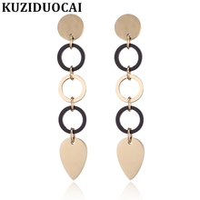 Kuziduocai 2018 New ! Fashion Fine Jewelry Titanium Stainless Steel Circle Stitching Droplet Stud Earrings For Women Gift E-1197 2024 - buy cheap