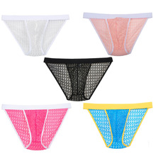 Transparent See-Through Sexy Men's Underwear Bikini Briefs Circle Holes Mesh Male Underpants Men Brief Underwear Calzoncillos 2024 - buy cheap