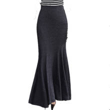 Winter Long Skirt 2017 Casual Women High Waist Slim Fit Elastic Knitted Mermaid Black Ankle Length Maxi Skirts 2024 - buy cheap