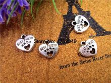 20pcs--Best Friend Charms, Antique silver Tone with Heart Dog Paw charm pendants 15x15mm 2024 - buy cheap