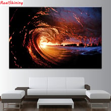 5D Diy Diamond Painting Cross Stitch full Square Diamond Embroidery Wave sunset picture for room Decor H1394 2024 - buy cheap