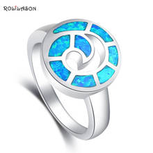 Luxury designer fashion brand new arrival Fashion Jewelry BlueFire Opal stamped Silver Rings USA #6.5# 6.75 #7.75 #8 OR385 2024 - buy cheap