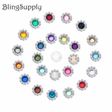 Envío Gratis 13mm Diamante de imitación acylic botón adorno flatback mezcla colores 50 unids/lote (BTN-5144) 2024 - compra barato