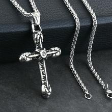 Stylish Cross Pendant Chain Necklaces Vintage Pattern Stainless Steel Body Necklace Jewelry for Men Father Christmas Gifts NC191 2024 - buy cheap