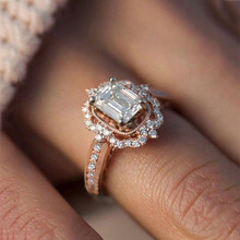 Iparam anel de casamento feminino, anel grande de zircônio em ouro rosado, pingente fashion para moças, joias românticas, novo, 2018 2024 - compre barato