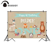 Allenjoy фон для фотосъемки с изображением портретной двери диких милых животных детей на день рождения Феи лисы медведя кролика 2024 - купить недорого