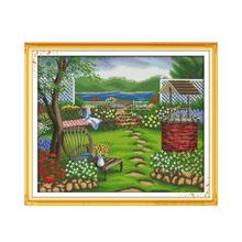 Joy Sunday Spring beautiful courtyard view cross-embroidery handmade kit, diy embroidery Crafts Crafts Cross Stitch Kit 2024 - buy cheap