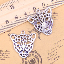 38pcs Jewelry Charms hollow leopard head 28x26mm Antique Silver Plated Pendants Making DIY Handmade Tibetan Silver Jewelry 2024 - buy cheap