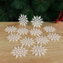 12Pcs/set 7.5cm Christmas Gold Powder Snowflake Hanging pendant Charming Xmas Tree Decor Xmas Party New Year Christmas Ornaments 2024 - buy cheap