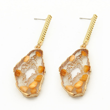 Dayoff Europe Korea Gold Earrings Exquiste Charms Hollow Resin Dangle Earrings For Women Jewelry Transparent Long Earrings E272 2024 - buy cheap