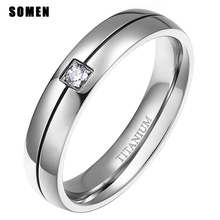 Somen Men's Titanium Silver Color Ring With Cubic Zirconia Wedding Jewelry USA Size For Valentine's Day Gift Bague Homme 2024 - buy cheap