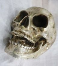 tibet silver big skull death's head netsuke sculpture wholesale Decoration  art Decoration 100% real Tibetan Silver Brass 2024 - buy cheap