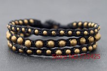 Black Brass Rocker Bracelet with black waxed cord weaved,thai style brass bracelet for women,5pcs/lots free shipping 2024 - buy cheap