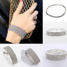 Shiny Bracelet for Women Crystal Rhinestone Stretch Bracelet Bangle Wristband Elastic Wedding Bridal Jewelry Accessories 2024 - buy cheap