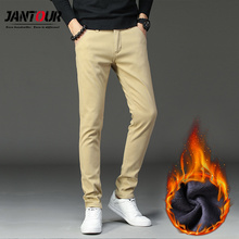 Men's winter Fleece Fluff Thicken warm Casual Pants men Business Straight Elastic Thick Khaki cotton trousers male free shipping 2024 - buy cheap
