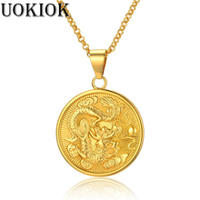 Vintage Jewelry Dragon Necklace Golden Trendy Biker Pendant & Chain For Men/Women Punk Gift Gold Color 19-25inch neclace 2024 - buy cheap