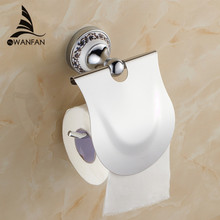 Paper Holder Metal Chrome Silver Toilet Roll Paper Towel Holder Blue & White Porcelain Bathroom Accessories Wall Mount  ST-6708 2024 - buy cheap