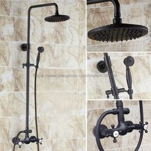 Oil Rubbed Bronze Bathroom 8" Rainfall Shower Faucet Set Dual Handle Bath Shower Mixer Taps Wall Mounted Brs493 2024 - buy cheap