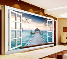 Marco de ventana de paisaje natural, Mural de pared 3d, papel tapiz para sala de estar, dormitorio, murales de pared 3d de fotos 2024 - compra barato