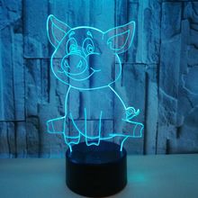 Cartoon Piglet 3d Lamp Colorful Touch Led Visual Led Night Light Decoration Atmosphere Small Table 3d Light Fixtures 2024 - buy cheap