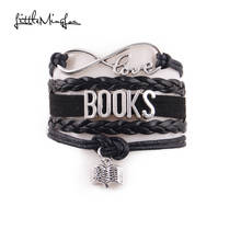 Little MingLou Infinity love Reading Books Bracelet book charm leather wrap men bracelets & bangles for women jewelry 2024 - buy cheap