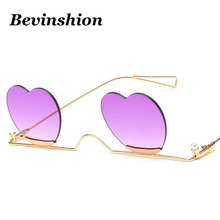 New 2019 beach seaside sunglasses heart red love sun glasses ladies fashion women trendy rimless Harajuku style eyewear shades 2024 - buy cheap