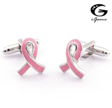 iGame Factory Price Retail French Men Gifts Cuff links Fashion Copper Material Pink Ribbon Design CuffLinks Free Shipping 2024 - buy cheap