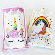 20pcs Gift Bags Loot Bags Rainbow Stars Unicorn Plastic Bags Kids Birthday Party Supply Event Party  Decoration Set Candy Bags 2024 - buy cheap