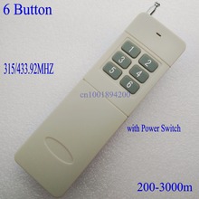 Long range 3000m rf remote control Long Distance transmitter 6 CH Button TX 315/433.92MHZ Big Button Wireless Remote Control 2024 - buy cheap