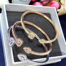 Роскошные AAA кубический циркон проложить открытый манжеты браслеты и браслеты багет золотой цвет женские подарочные браслеты Нигерия bijoux 2024 - купить недорого